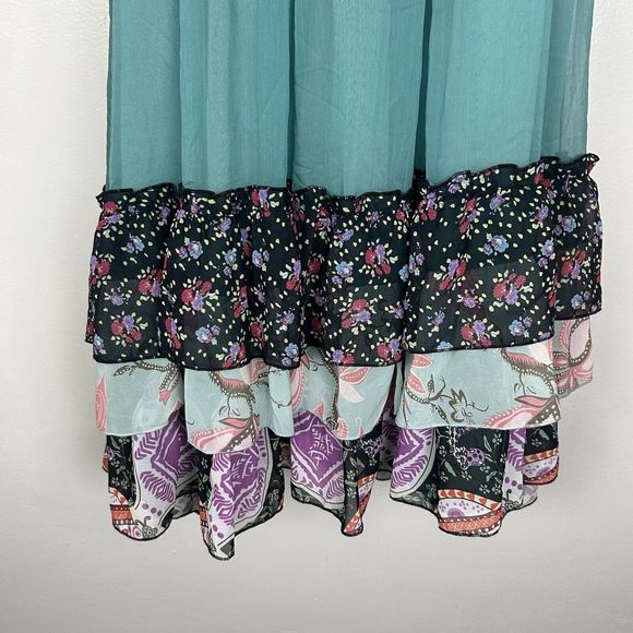 NWT Latiste By Amy Free Spirit Flowy Deep Sage Tiered Midi Dress Size S - Picture 13 of 14